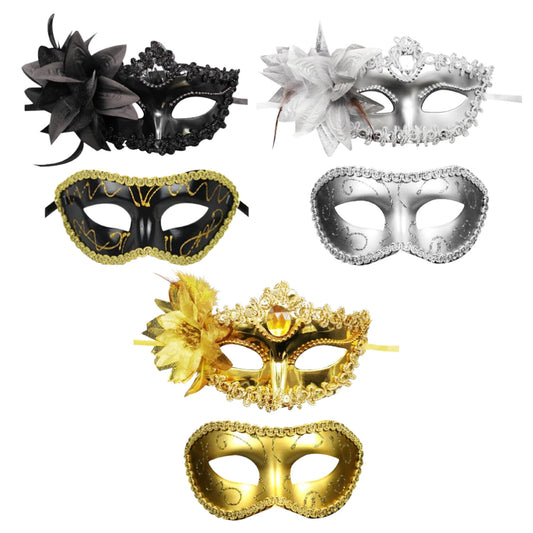 Boniskiss 2PCs Couple Venetian Lily Mask - for Ball Mardi Gras Masquerade Wedding Party Prom