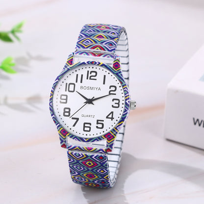 Boniskiss "Psychedelic" Women's Boho Printed Elastic Band Wrist Watch