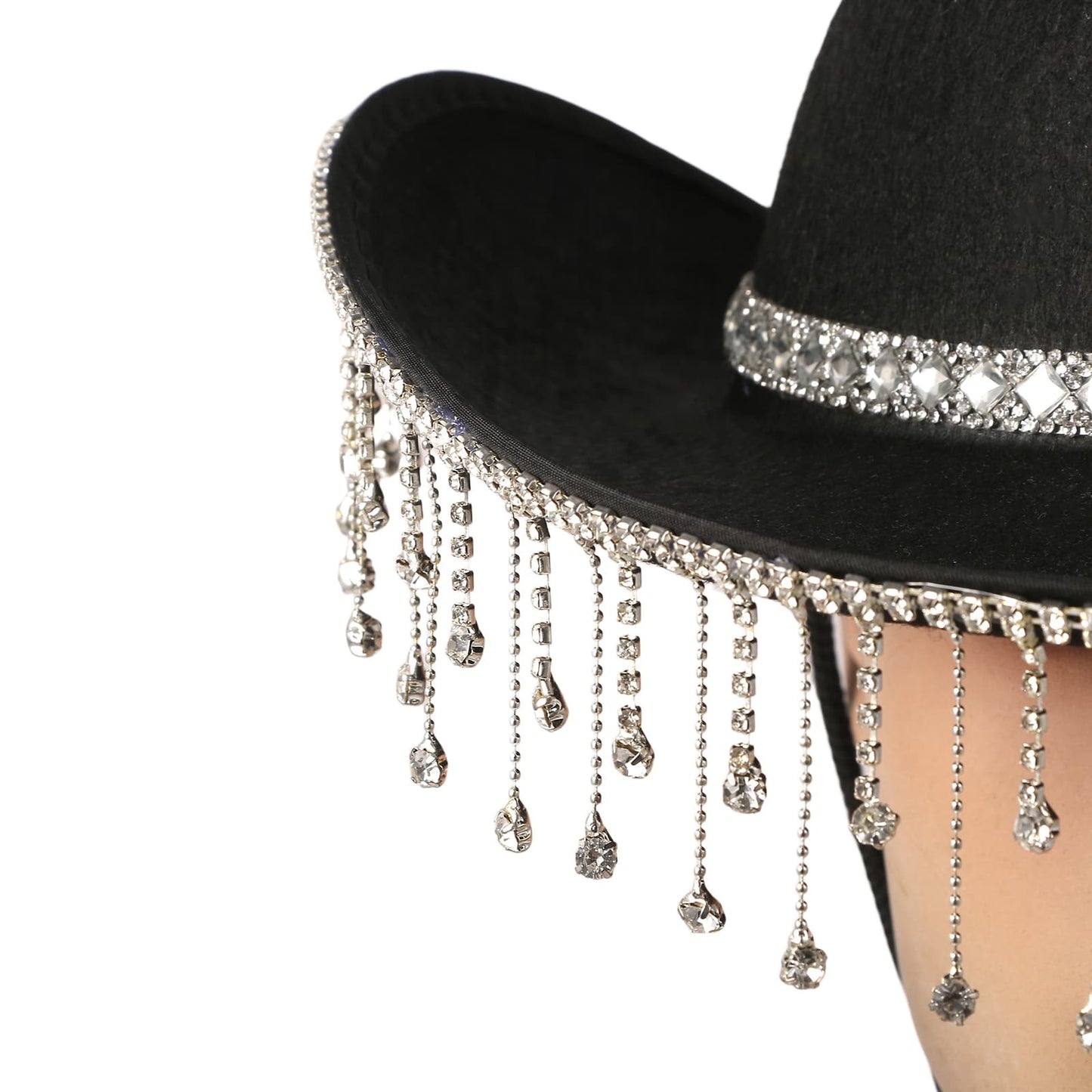 Chapeau de cowgirl disco western à franges et strass - Boniskiss