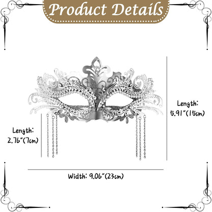 Boniskiss Women's Tassel Mask - Metal Rhinestones Venice Masks for Halloween Carnival Party Masquerade