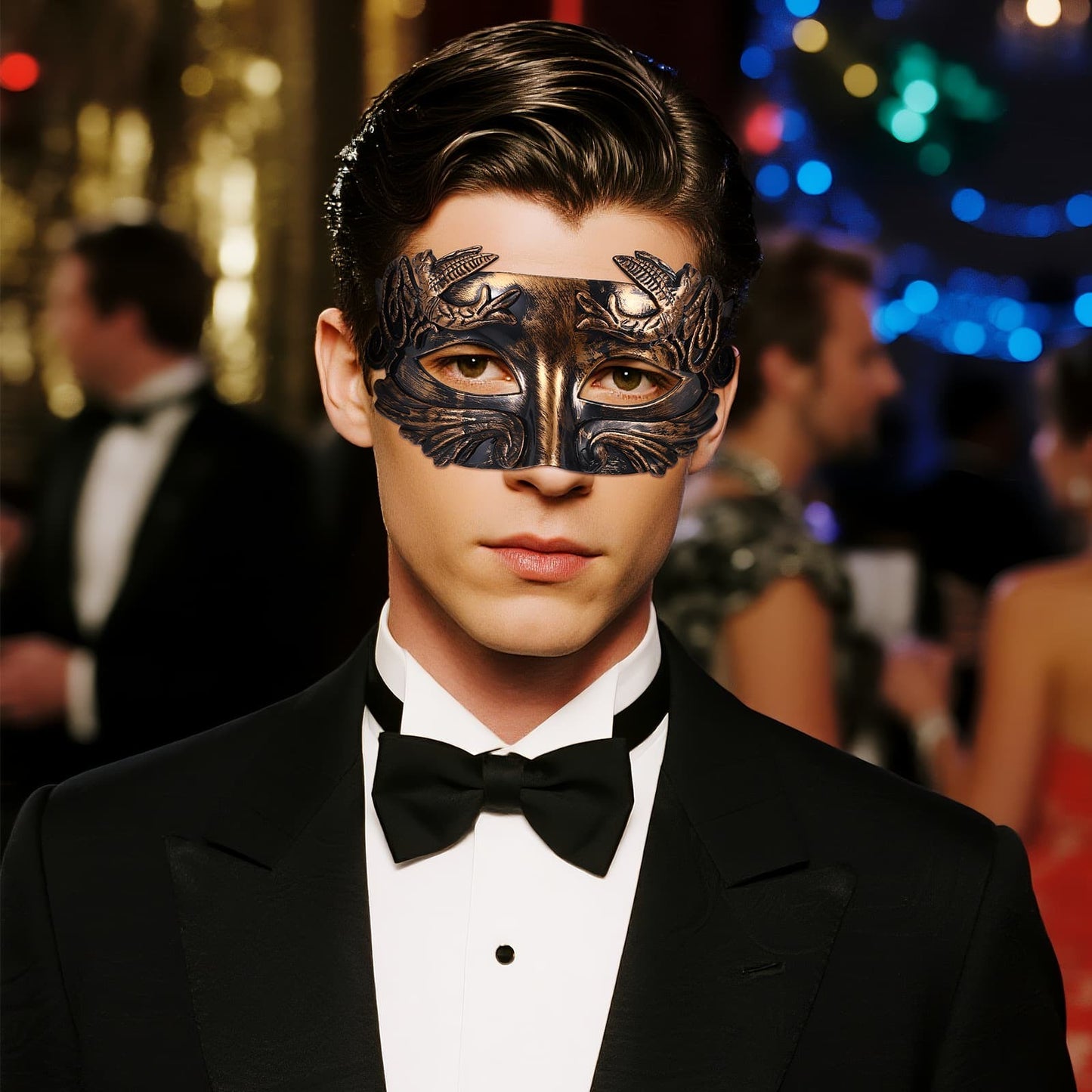 Boniskiss Mens Paisley pattern Masquerade Mask - Classical Mask For Halloween Carnival Graduation Ball