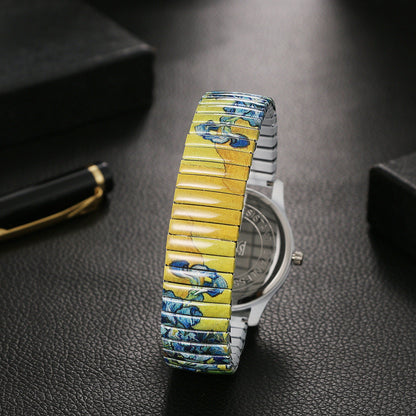 Boniskiss "Iris - Van Gogh " Women's Boho Printed Elastic Band Wrist Watch