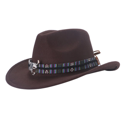 Chapeau Fedora classique de style western, en feutre, avec ceinture, idéal pour les activités de plein air et les cowboys - Boniskiss