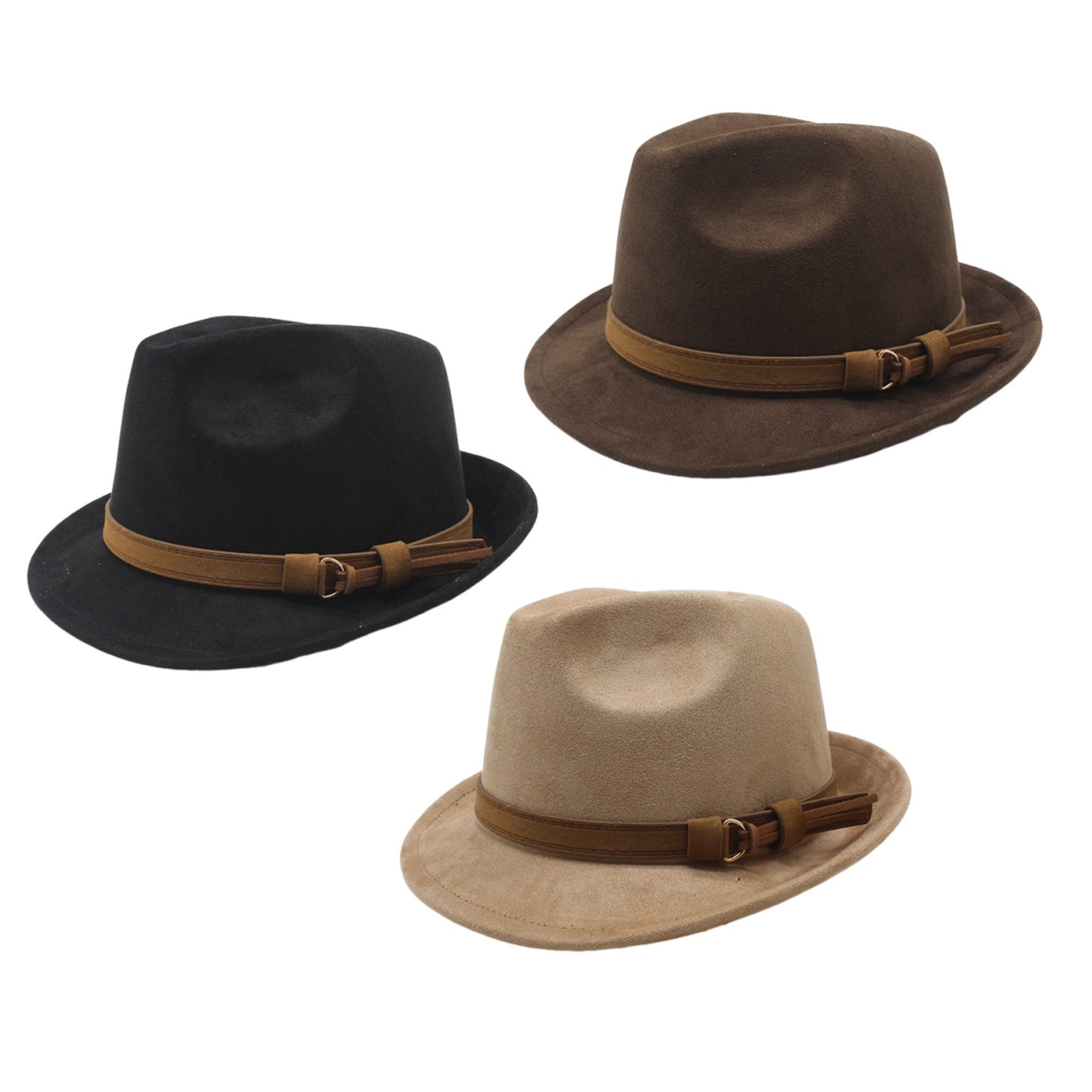 Classic Manhattan Felt Mafia Hat with Belt - Boniskiss
