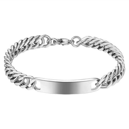 Custom Engraved Hip Hop Cuban Link Chain Stainless Steel Bracelet - Boniskiss