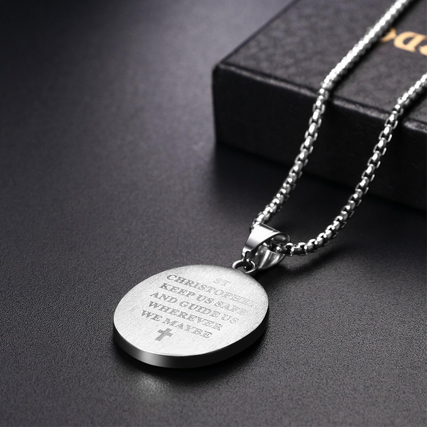 Boniskiss St Christopher Angel Medal Necklace - Traveler Medal Pendant Religious Amulet Necklace for Men