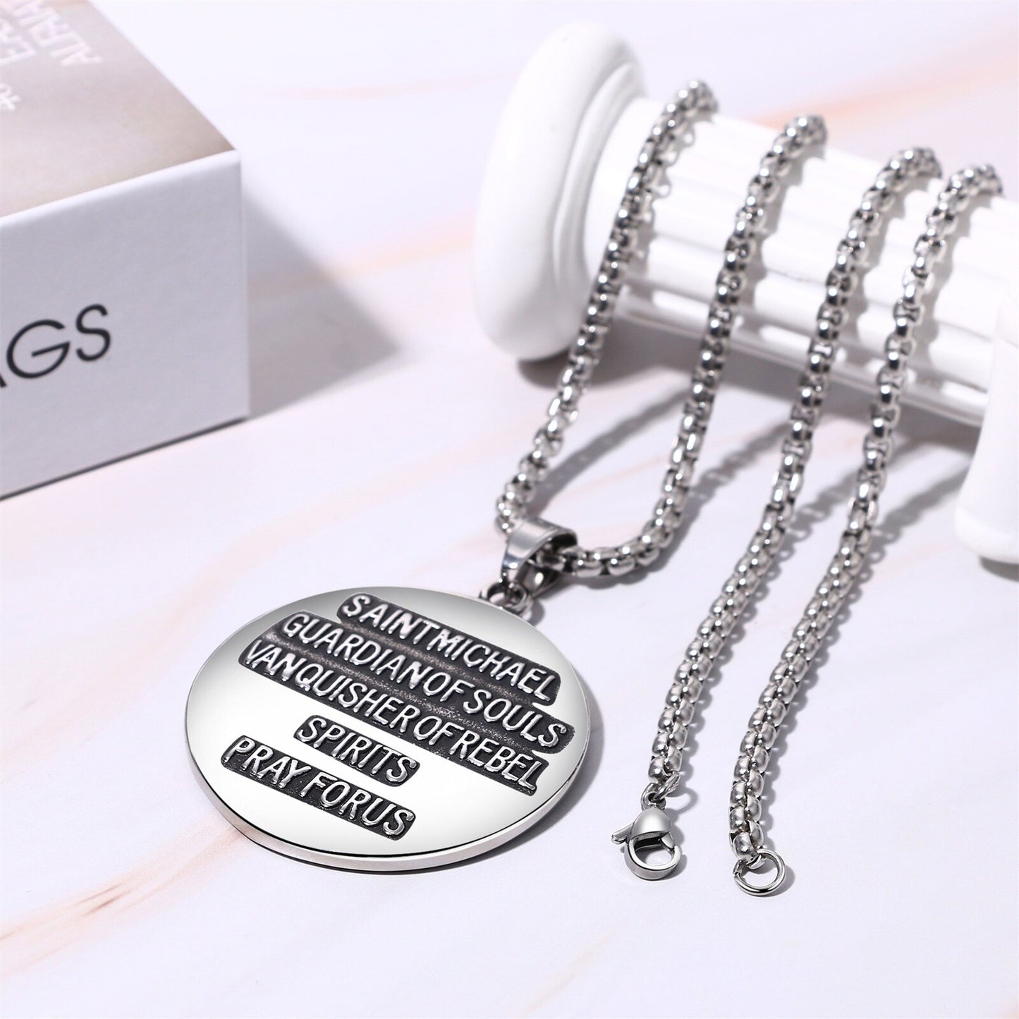 Boniskiss St Jude Michael Christian Medal Necklace - Religious Amulet Pendant Gift for Father Son