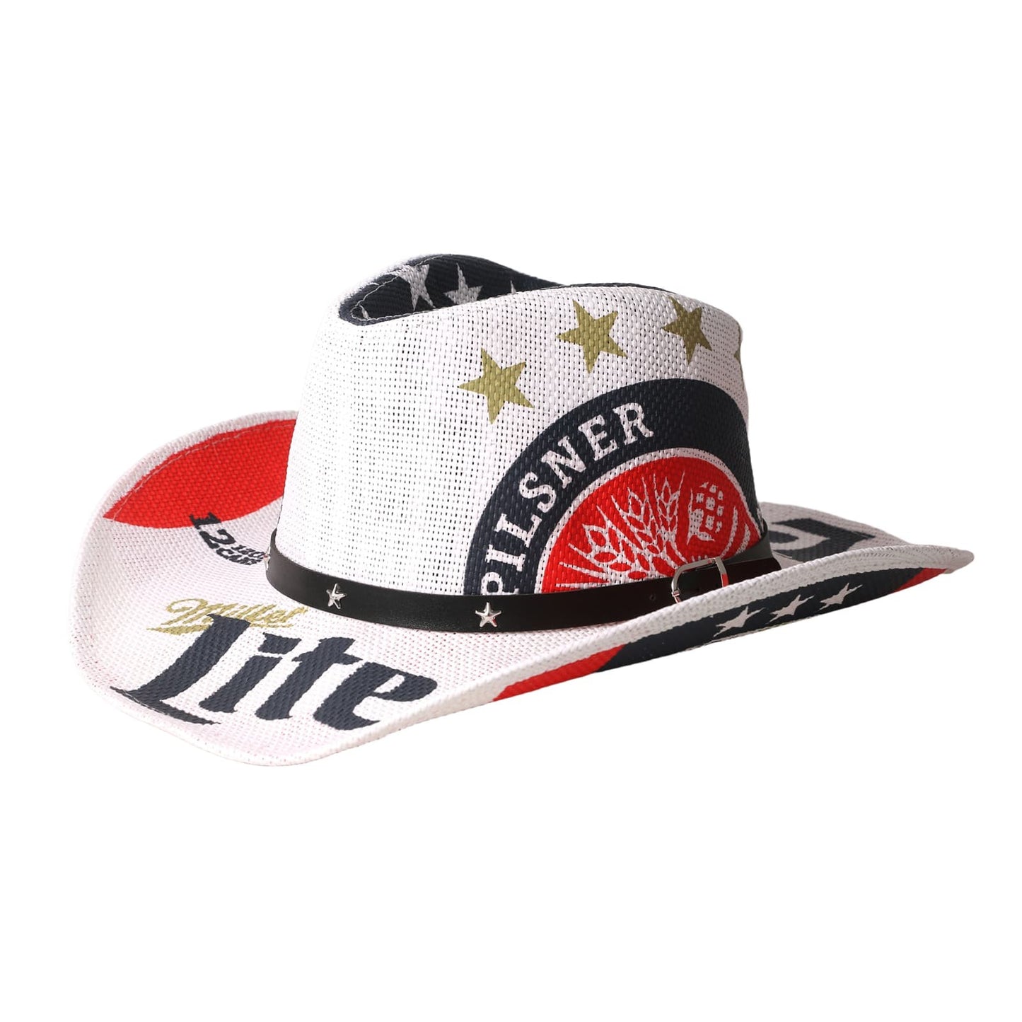 Chapeau de cowboy en paille imprimée à bord incurvé, style western, pour homme - Boniskiss