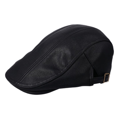 British Style Shelby PU Leather Newsboy Beret Cap - Boniskiss