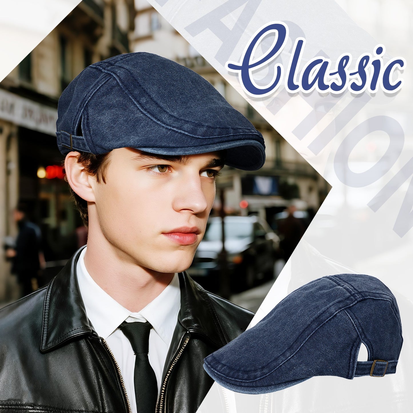 British Style Shelby PU Leather Newsboy Beret Cap - Boniskiss