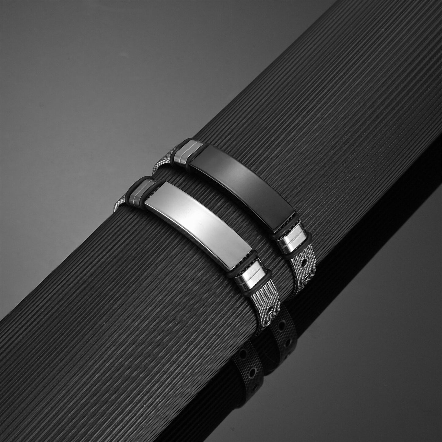 Custom Engraved Adjustable Stainless Steel Mesh Bracelet - Boniskiss