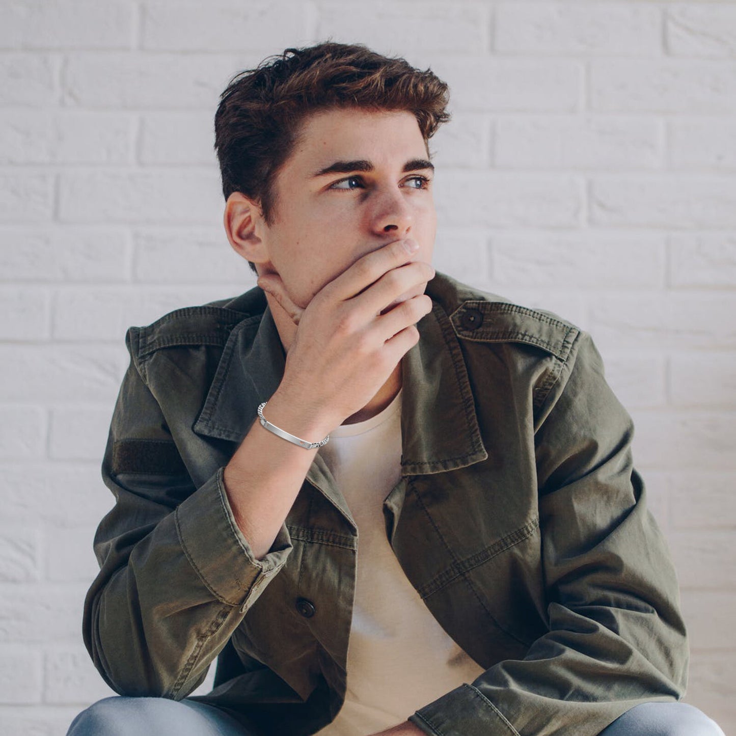 Personalized Love Heart Figaro Link Chain Bracelet - Boniskiss