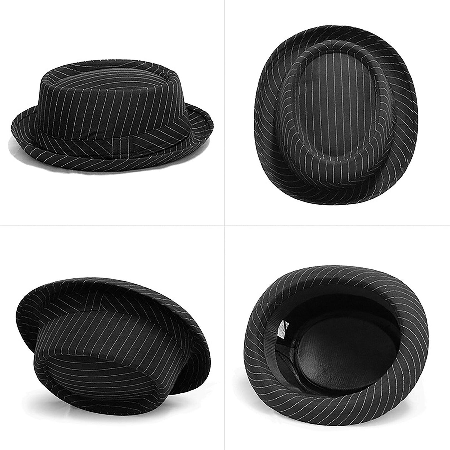 Classic Stripe Pork Pie Fedora Hat - Boniskiss