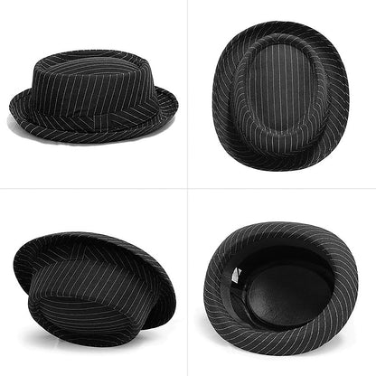 Classic Stripe Pork Pie Fedora Hat - Boniskiss