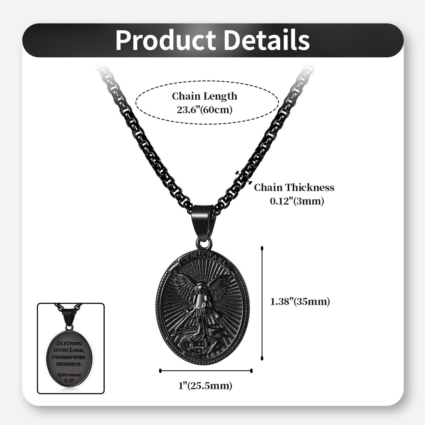 Boniskiss Christian Shield Medal Necklace - Saint Michael Angel Religious Amulet Pendant Necklace for Men