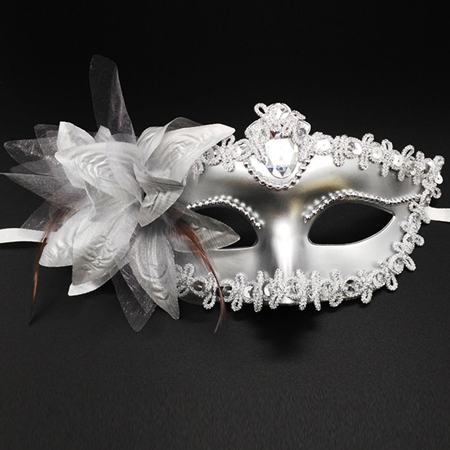 Boniskiss 2PCs Couple Venetian Lily Mask - for Ball Mardi Gras Masquerade Wedding Party Prom