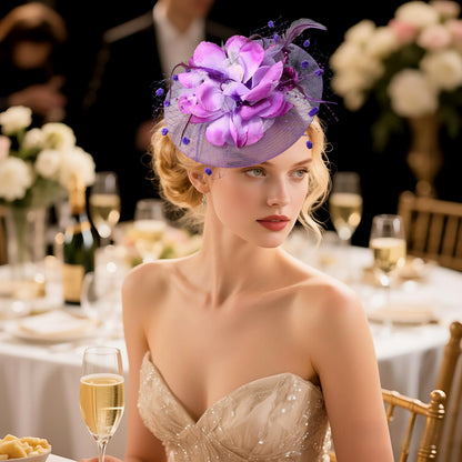 Boniskiss Vintage Tea Party Bridal Fascinator Veil Feather Headpiece Hat