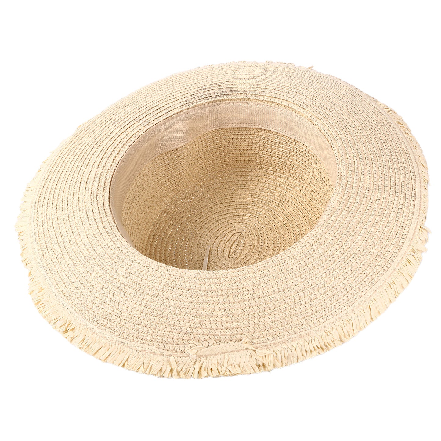 Sombrero de paja con cinturón retro para mujer de Boniskiss - Sombrero Panamá Fedora para el sol en la playa de verano con visera de rafia