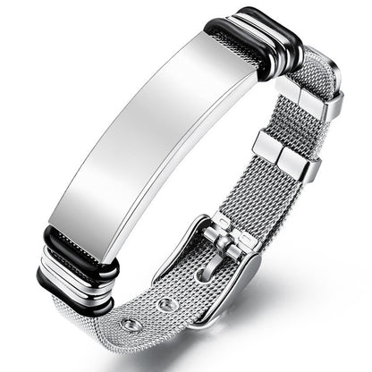 Custom Engraved Adjustable Stainless Steel Mesh Bracelet - Boniskiss