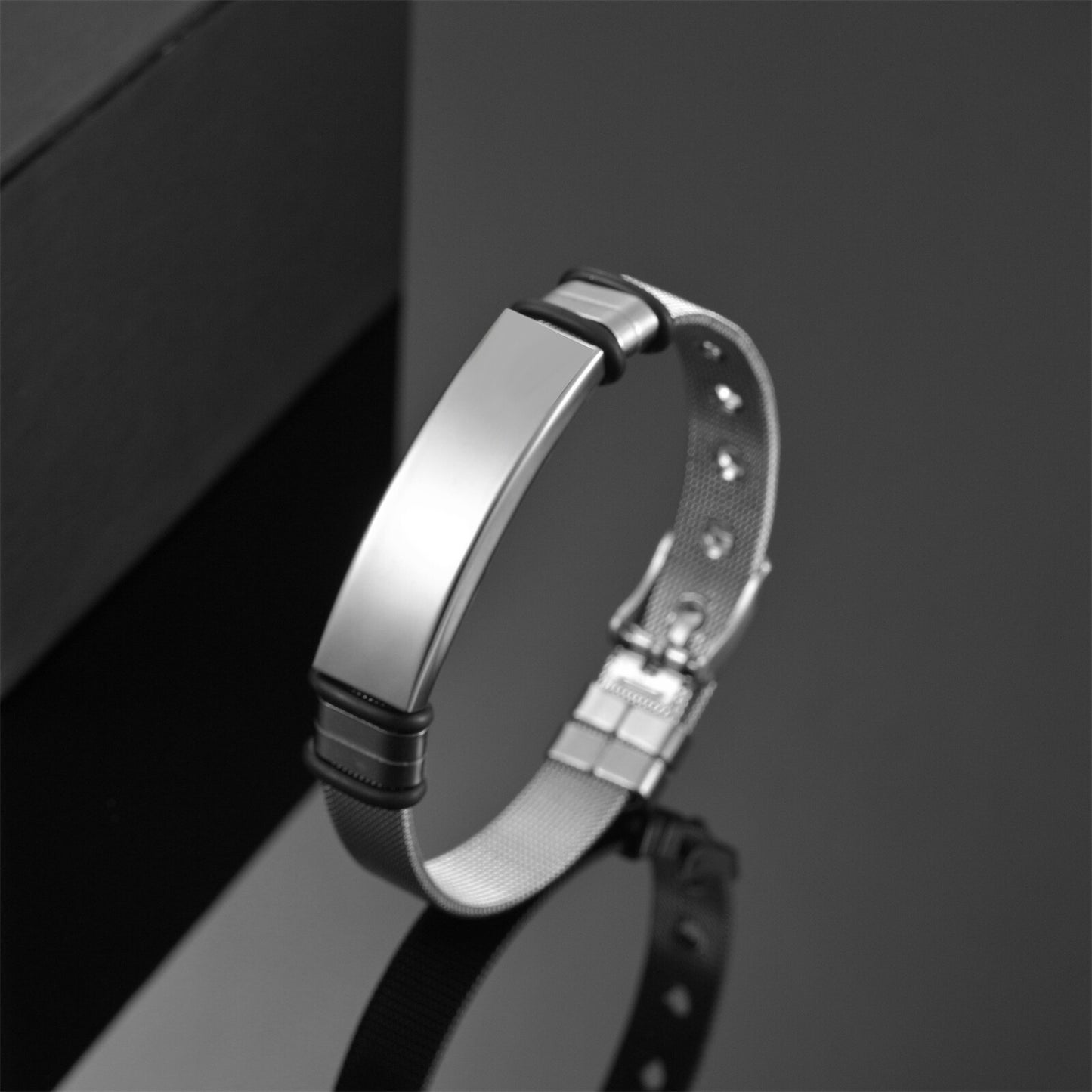 Custom Engraved Adjustable Stainless Steel Mesh Bracelet - Boniskiss