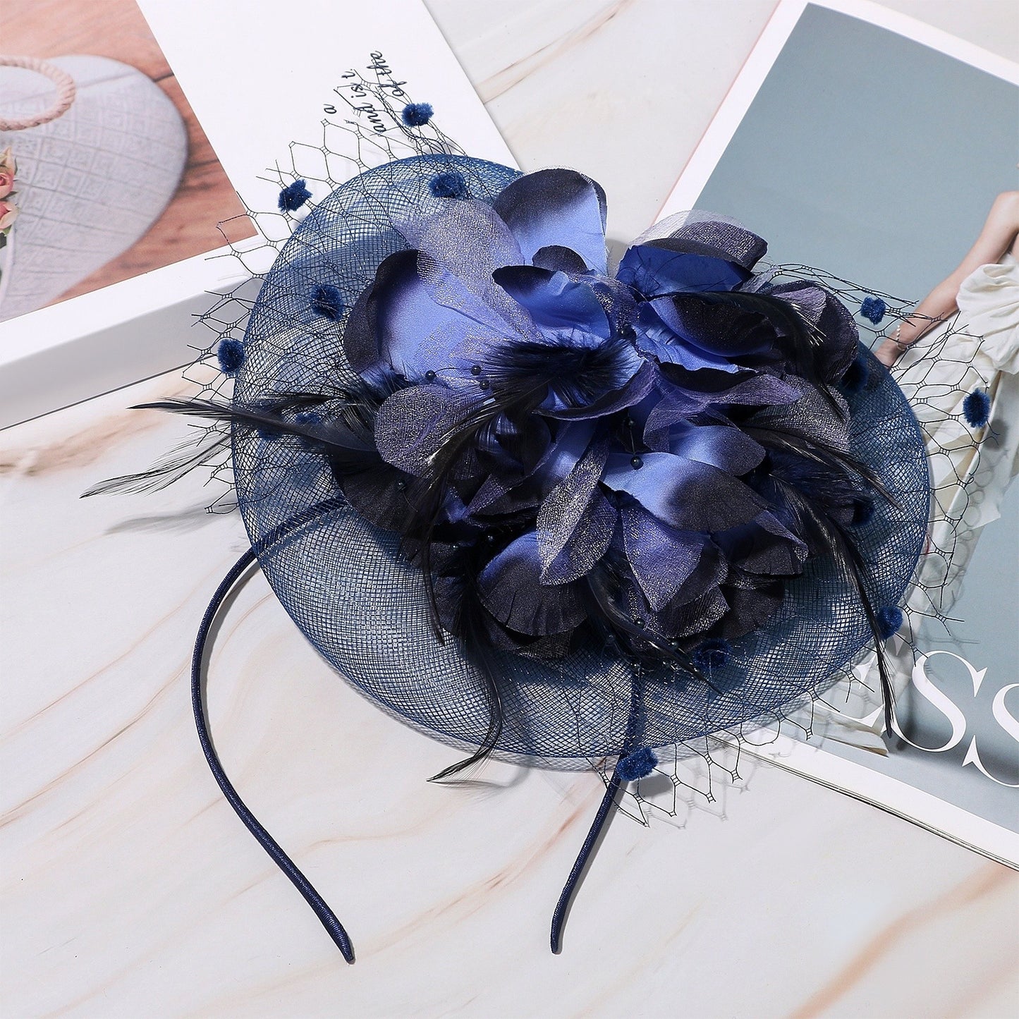 Boniskiss Vintage Tea Party Bridal Fascinator Veil Feather Headpiece Hat