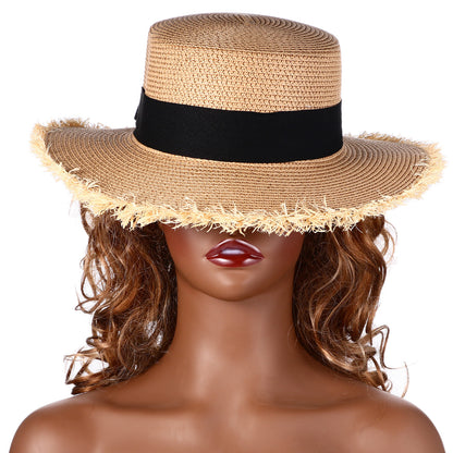 Panama Straw Hat with Bow Knot Ribbon - Boniskiss
