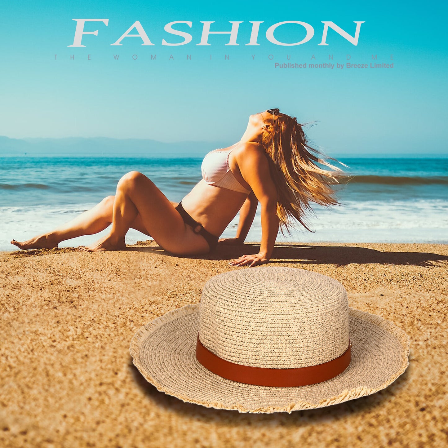 Sombrero de paja con cinturón retro para mujer de Boniskiss - Sombrero Panamá Fedora para el sol en la playa de verano con visera de rafia