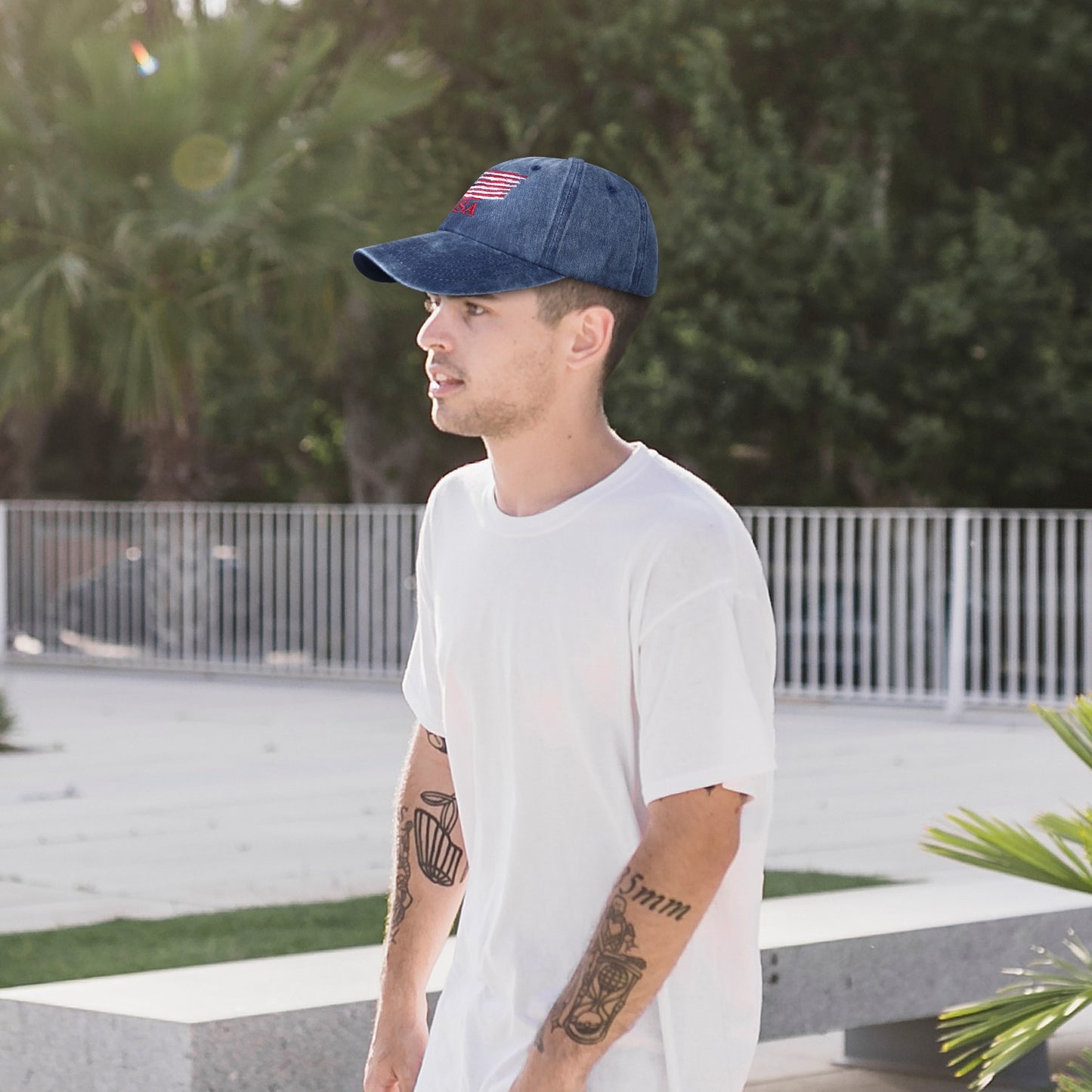 Washed American Flag Baseball Cap Retro Adjustable Cap Trucker Hat - Boniskiss