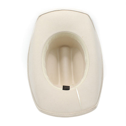 Beige Classic Western Cowboy Cowgirl Belt Fedora Hat | Size M-L - Boniskiss