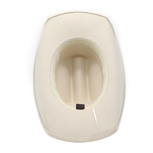 Beige Classic Western Cowboy Cowgirl Belt Fedora Hat | Size M-L - Boniskiss