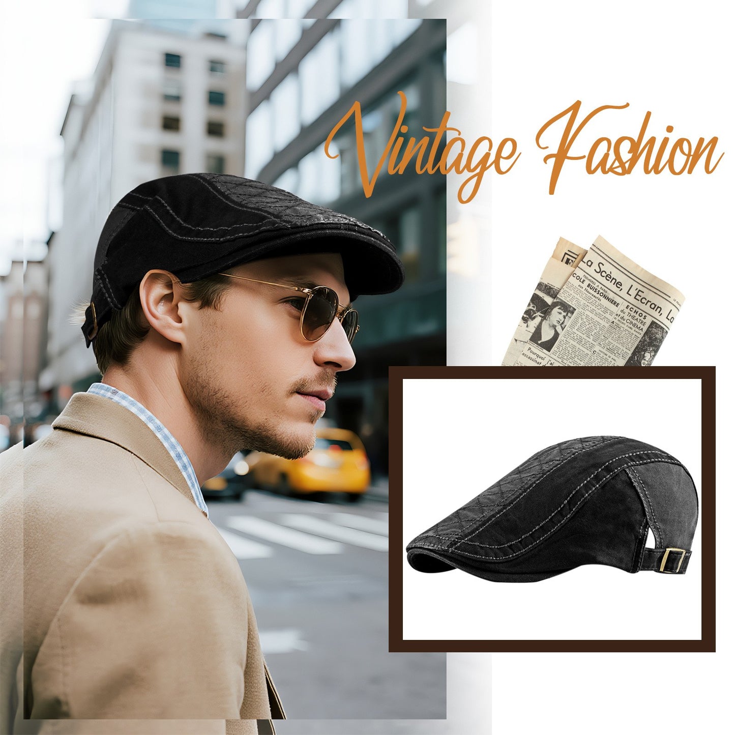 Casual British Style Hat Adjustable Beret Taxi Driving Cap - Boniskiss