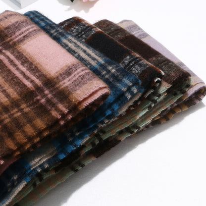 Boniskiss Unisex Fall Winter Faux Cashmere Plaid Scarf with Tassel