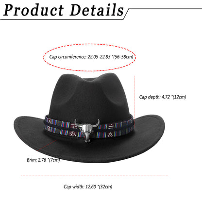 Chapeau Fedora classique de style western, en feutre, avec ceinture, idéal pour les activités de plein air et les cowboys - Boniskiss