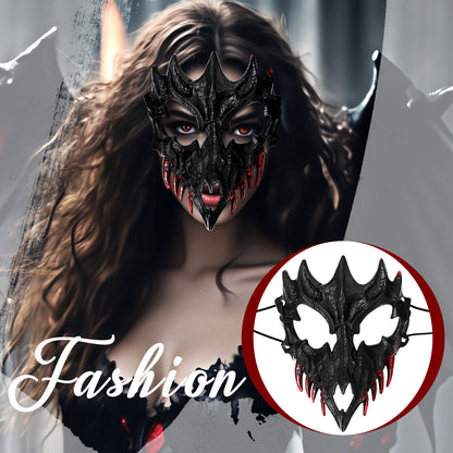 Boniskiss Dark Dragon & Yaksha Mask - Ghost Devil Mask for Halloween Carnival Venetian Masquerade