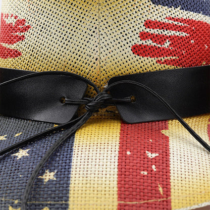 Chapeau de cowboy en paille à drapeau américain, taille ML - Boniskiss