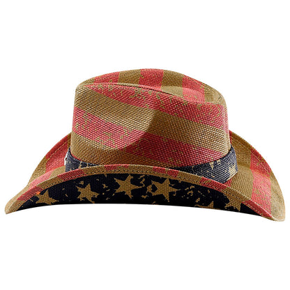 Chapeau de cowboy en paille à drapeau américain, taille ML - Boniskiss