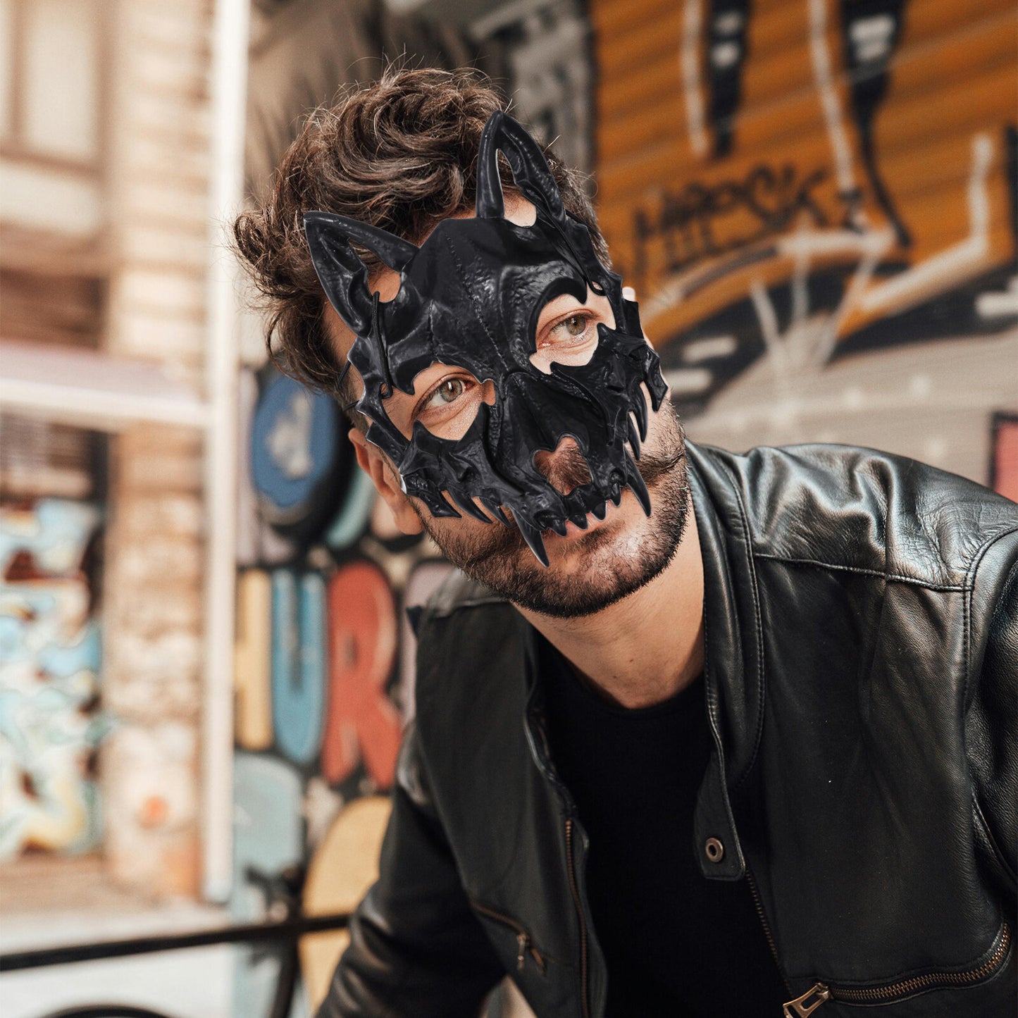 Boniskiss Men's Masquerade Beast Skull Mask - Halloween Costume Cosplay Wolf Tiger Full Face Mask