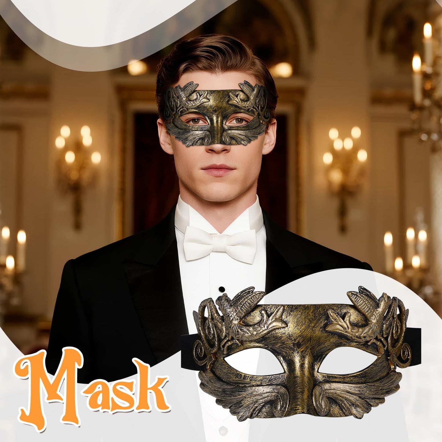 Boniskiss Mens Paisley pattern Masquerade Mask - Classical Mask For Halloween Carnival Graduation Ball