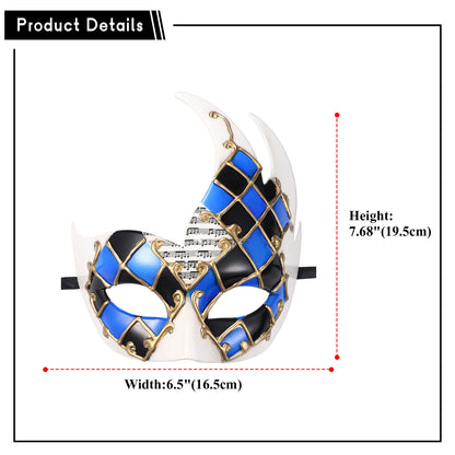 Boniskiss Men's Sheet Music Checkerboard Masquerade Mask - Vintage Venetian Checkered Concert Carnival Mask for Party