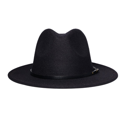 Chapeau Fedora Trilby Panama classique à larges bords avec ceinture - Boniskiss Taille ML