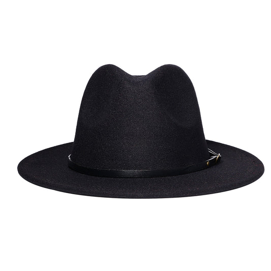 Black Classic Fedora Trilby Panama Hat with Black Belt | SIze M-L - Boniskiss