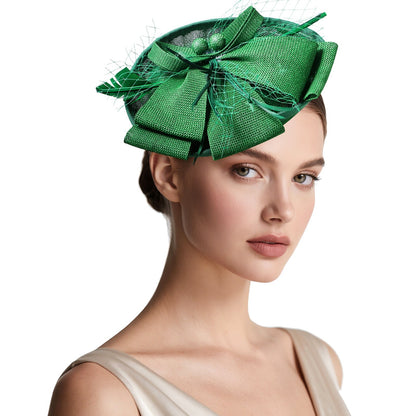 Boniskiss Elegant Veil Feather Fascinator Mini Top Hat