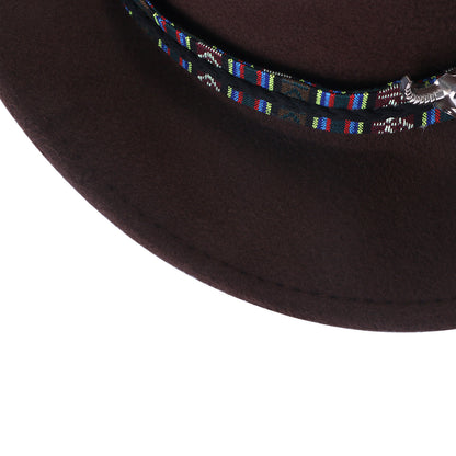 Chapeau Fedora classique de style western, en feutre, avec ceinture, idéal pour les activités de plein air et les cowboys - Boniskiss