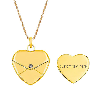 Customized Envelope Heart Necklace Stainless Steel Message Locket Pendant - Boniskiss
