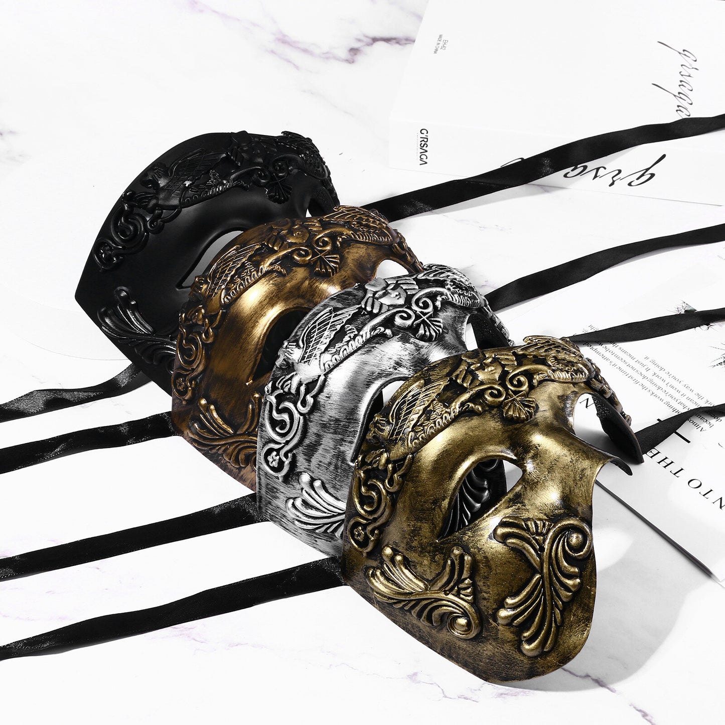 Boniskiss Men's Phantom Of The Opera Mask - Half Face Venetian Costume Masks for  Masquerade