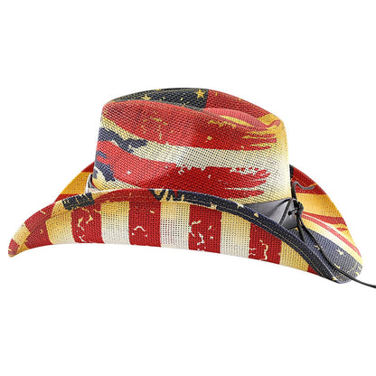 Chapeau de cowboy en paille à drapeau américain, taille ML - Boniskiss