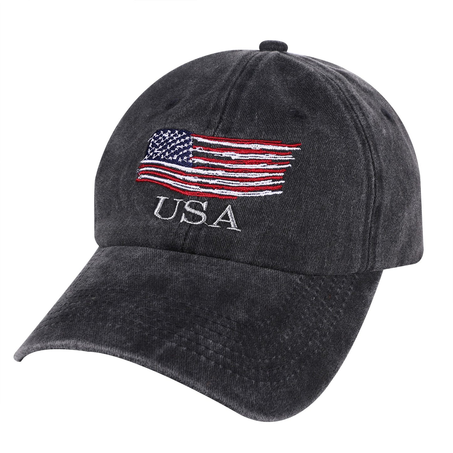 Washed American Flag Baseball Cap Retro Adjustable Cap Trucker Hat - Boniskiss