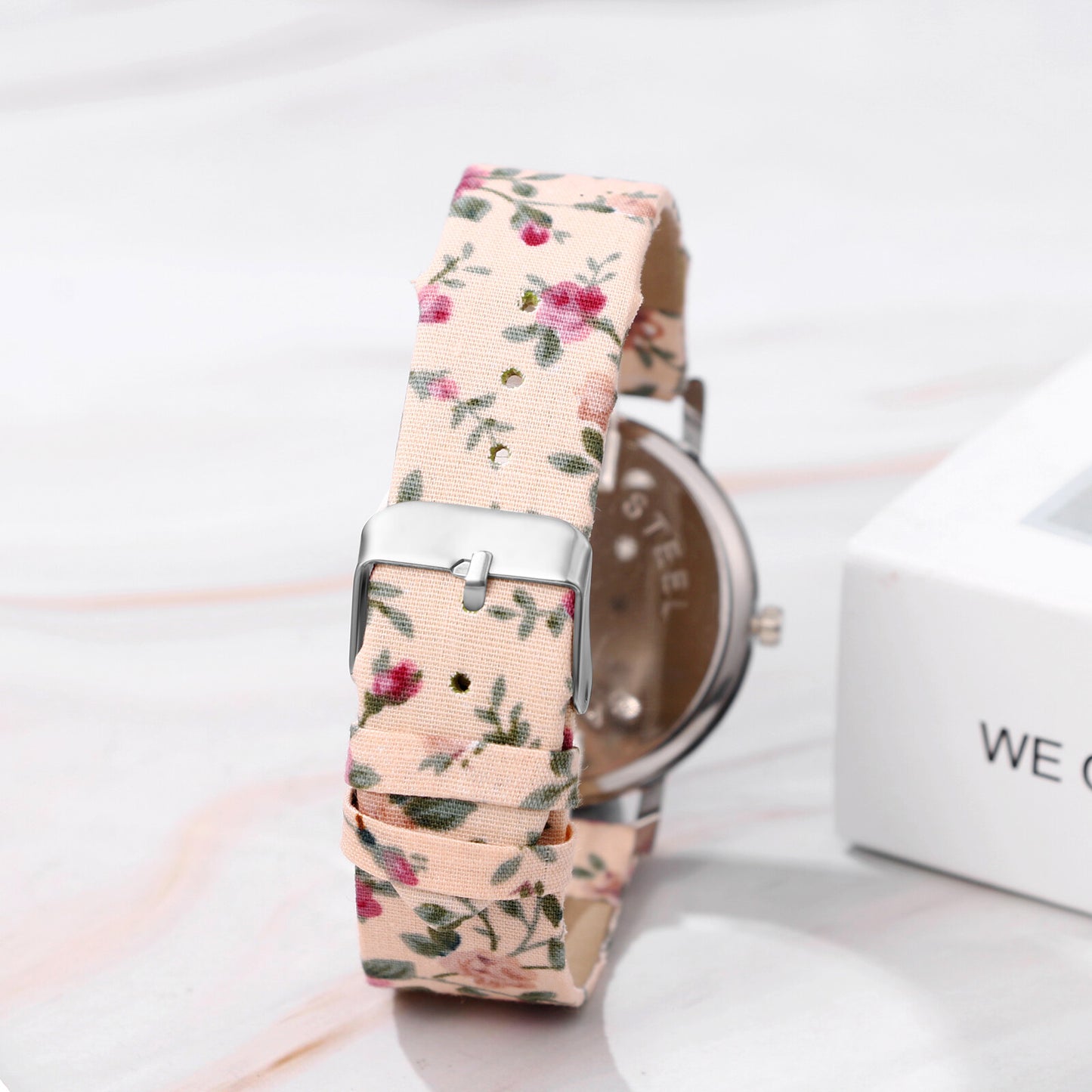 Boniskiss Boho Floral Printed Wrist Watch - Casual Adjustable Arabic Numeral Quartz Wrist Watch