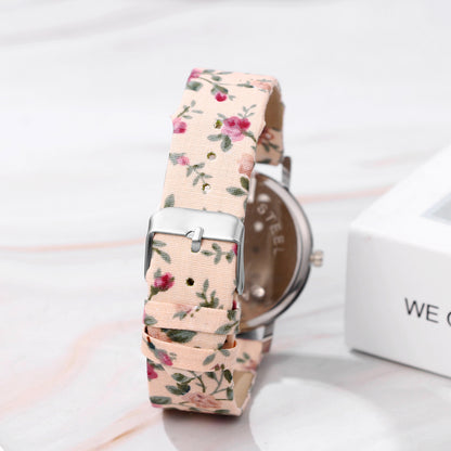 Boniskiss Boho Floral Printed Wrist Watch - Casual Adjustable Arabic Numeral Quartz Wrist Watch