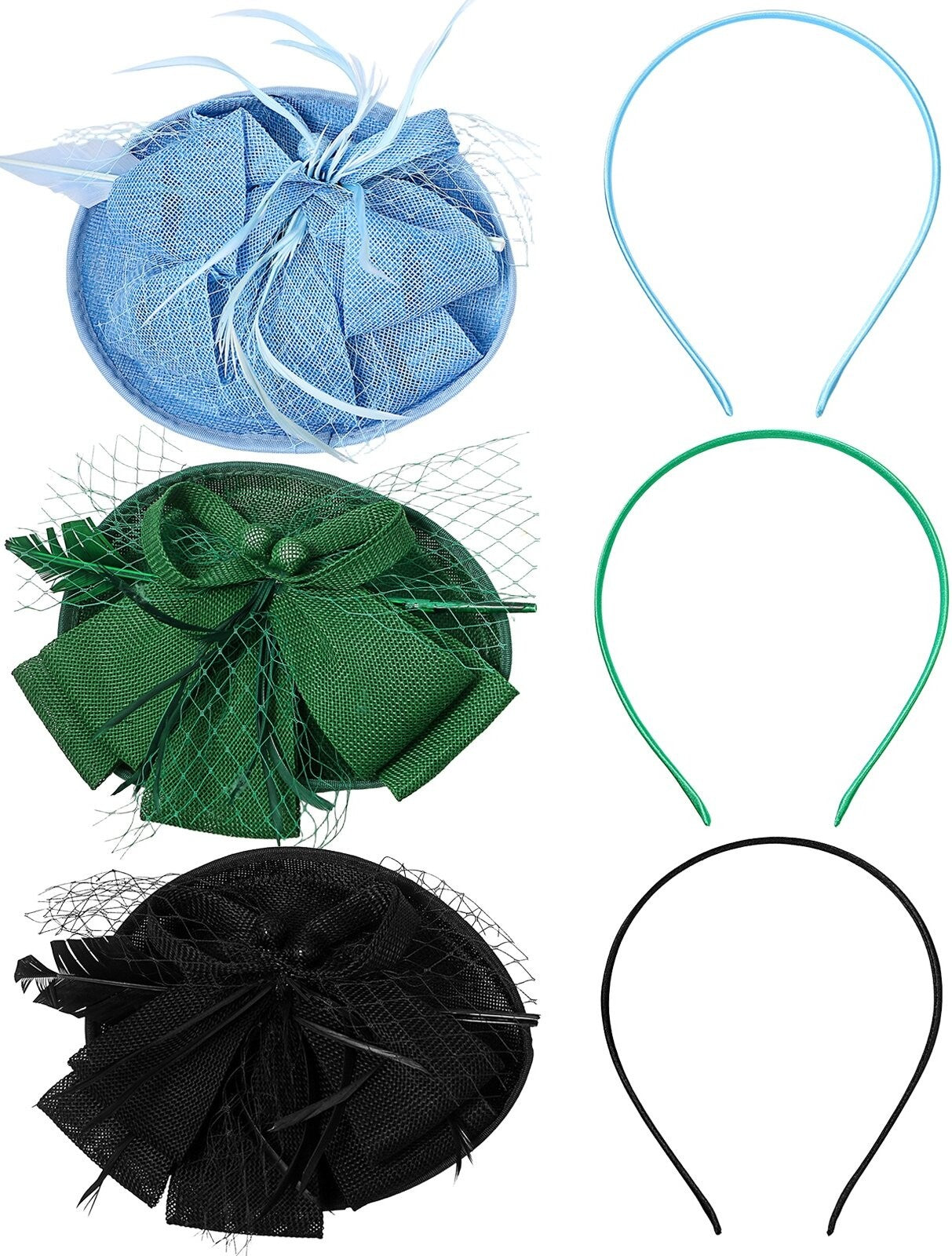 Boniskiss Elegant Veil Feather Fascinator Mini Top Hat